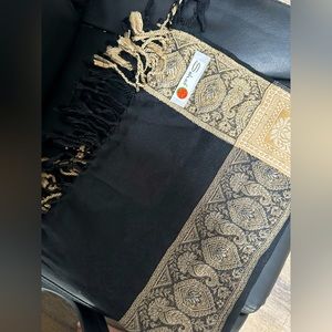 1pc Women's Thick Warm Shawl Scarf With Tassels, Exotic Style, , Double Use